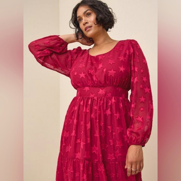 torrid Dresses & Skirts - NWT Torrid Midi Clip Dot Chiffon Tiered Dress